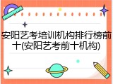 安阳艺考培训机构排行榜前十(安阳艺考前十机构)
