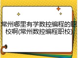 常州哪里有学数控编程的职校啊(常州数控编程职校)