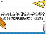 咸宁咸安单招培训学校哪个最好(咸安单招培训优选)