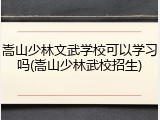 嵩山少林文武学校可以学习吗(嵩山少林武校招生)