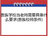 贵族学校当老师需要具备什么要求(贵族校师条件)