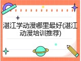 湛江学动漫哪里最好(湛江动漫培训推荐)