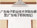 广东电子职业技术学院在哪里(广东电子职院地址)