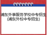 浦东外事服务学校中专招生(浦东外校中专招生)