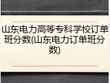 山东电力高等专科学校订单班分数(山东电力订单班分数)