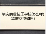 肇庆商业技工学校怎么样(肇庆商校如何)