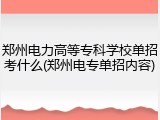 郑州电力高等专科学校单招考什么(郑州电专单招内容)