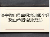 济宁微山县单招培训哪个好(微山单招培训优选)