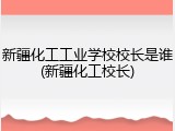 新疆化工工业学校校长是谁(新疆化工校长)