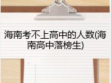 海南考不上高中的人数(海南高中落榜生)
