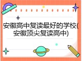 安徽高中复读最好的学校(安徽顶尖复读高中)