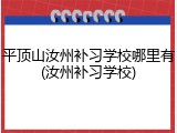 平顶山汝州补习学校哪里有(汝州补习学校)