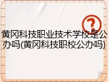 黄冈科技职业技术学校是公办吗(黄冈科技职校公办吗)