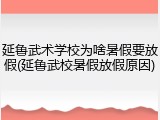 延鲁武术学校为啥暑假要放假(延鲁武校暑假放假原因)