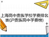 上海高中贵族学校学费排名表(沪贵族高中学费榜)