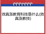 效真涨教育科技是什么(效真涨教技)