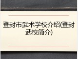 登封市武术学校介绍(登封武校简介)