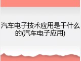 汽车电子技术应用是干什么的(汽车电子应用)