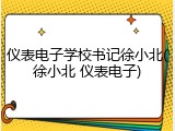 仪表电子学校书记徐小北(徐小北 仪表电子)