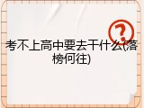 考不上高中要去干什么(落榜何往)