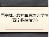 西宁城北数控车床培训学校(西宁数控培训)