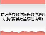 临沂费县数控编程数控培训机构(费县数控编程培训)