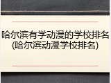 哈尔滨有学动漫的学校排名(哈尔滨动漫学校排名)