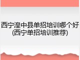 西宁湟中县单招培训哪个好(西宁单招培训推荐)
