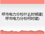 呼市电力分校什么时候建(呼市电力分校何时建)