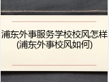 浦东外事服务学校校风怎样(浦东外事校风如何)