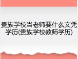 贵族学校当老师要什么文凭学历(贵族学校教师学历)