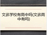 文武学校有高中吗(文武高中有吗)