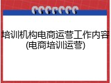 培训机构电商运营工作内容(电商培训运营)
