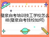 璧泉自考培训技工学校怎么样(璧泉自考技校如何)