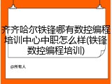 齐齐哈尔铁锋哪有数控编程培训中心中职怎么样(铁锋数控编程培训)