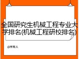 全国研究生机械工程专业大学排名(机械工程研校排名)