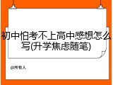 初中怕考不上高中感想怎么写(升学焦虑随笔)