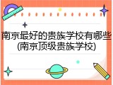 南京最好的贵族学校有哪些(南京顶级贵族学校)