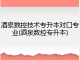 酒泉数控技术专升本对口专业(酒泉数控专升本)