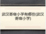 武汉寄宿小学有哪些(武汉寄宿小学)