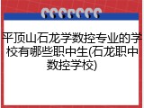 平顶山石龙学数控专业的学校有哪些职中生(石龙职中数控学校)