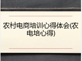 农村电商培训心得体会(农电培心得)