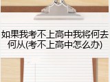 如果我考不上高中我将何去何从(考不上高中怎么办)