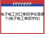电子电工对口单招学校是哪个(电子电工单招学校)