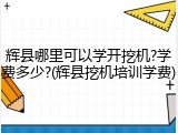 辉县哪里可以学开挖机?学费多少?(辉县挖机培训学费)