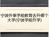 宁波外事学前教育去升哪个大学(宁波学前升学)