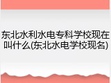东北水利水电专科学校现在叫什么(东北水电学校现名)