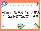上海的贵族学校高中费用多少一年(上海贵族高中学费)