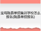 宝鸡陇县单招集训学校怎么报名(陇县单招报名)