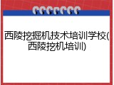 西陵挖掘机技术培训学校(西陵挖机培训)